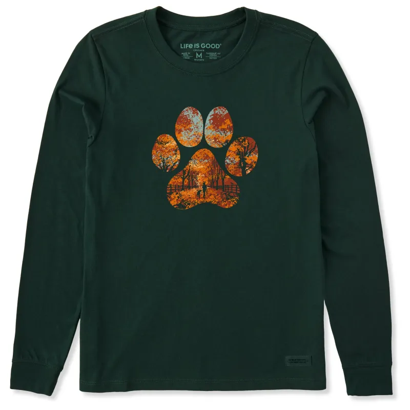 Women's Autumn Dog Walk Long Sleeve Crusher Tee sold by Life is Good