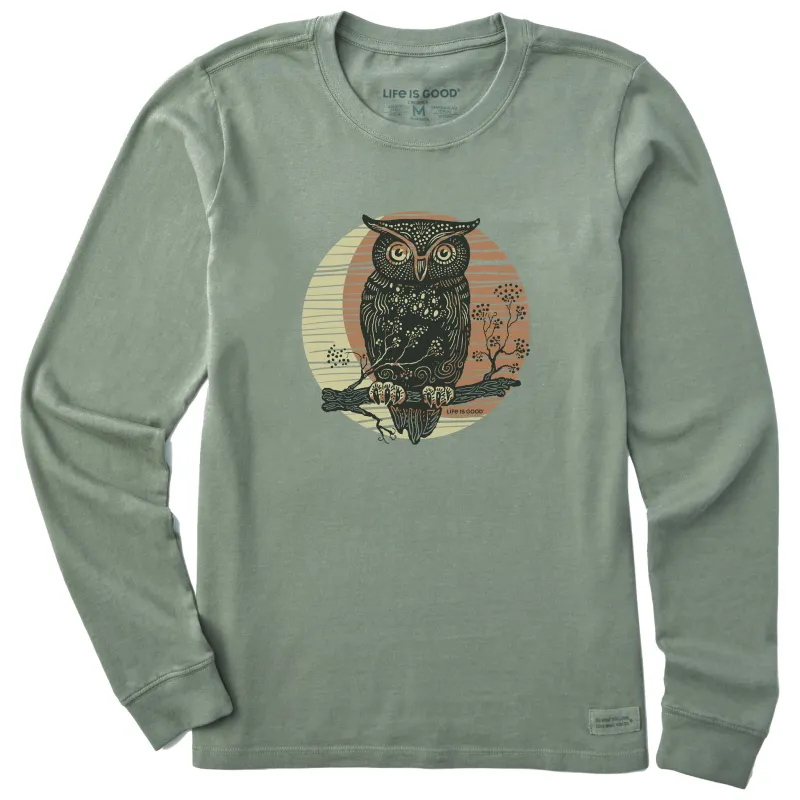 Women's Moon Owl Long Sleeve Crusher Tee sold by Life is Good