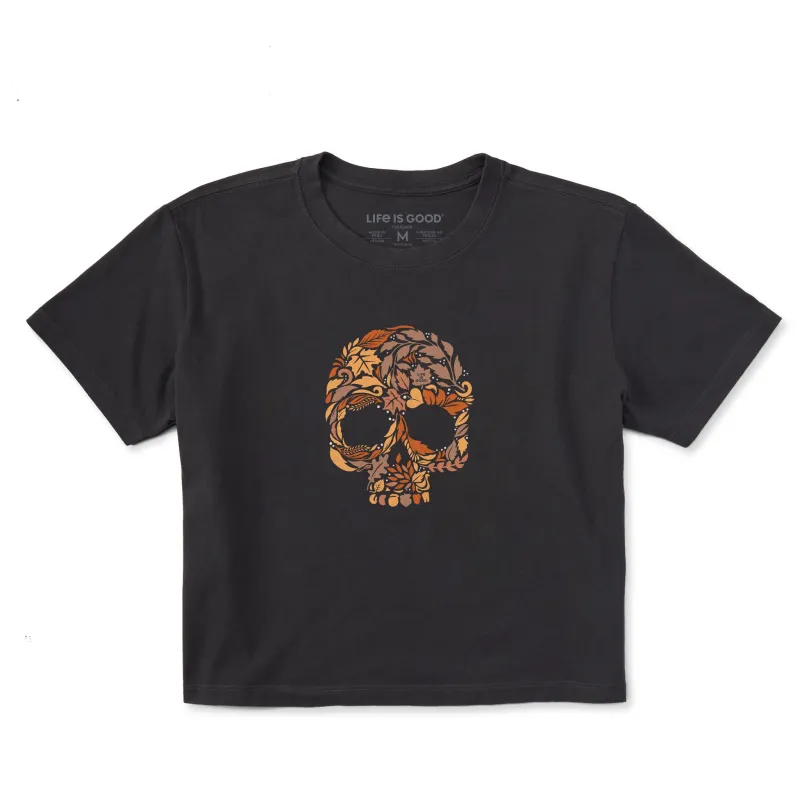 Women's Autumn Skull Short Sleeve Crusher Boxy Tee sold by Life is Good