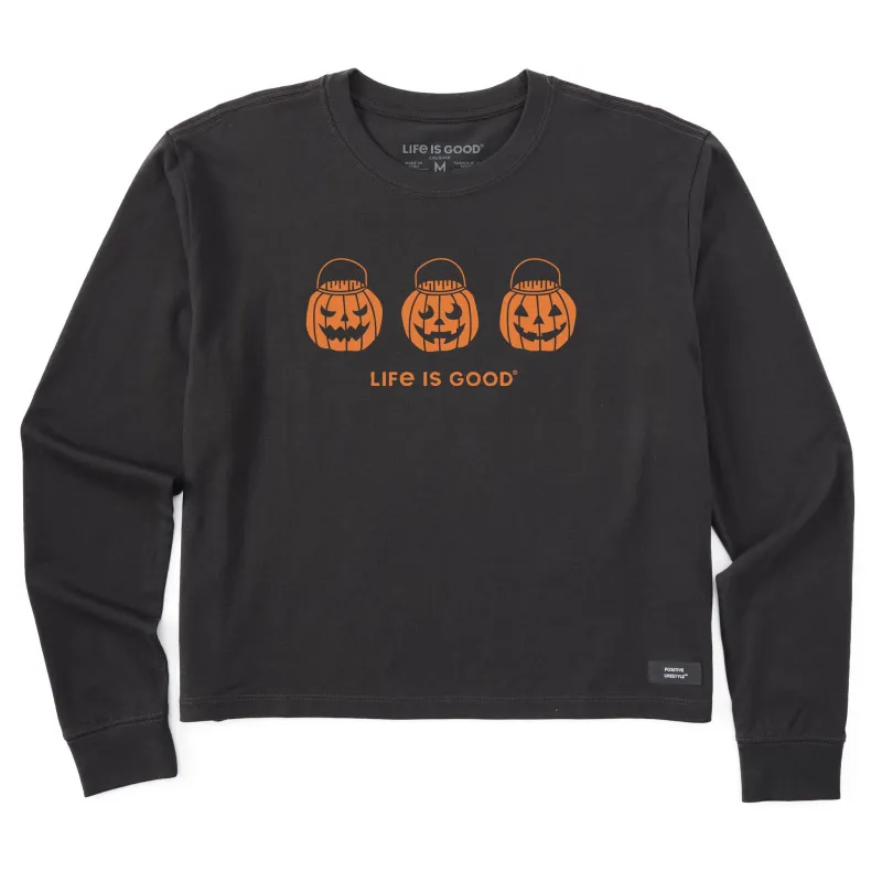 Women's Jack O Lantern Trio Long Sleeve Crusher Boxy Tee sold by Life is Good