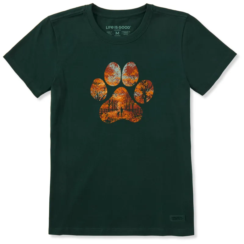 Women's Autumn Dog Walk Short Sleeve Crusher Tee sold by Life is Good