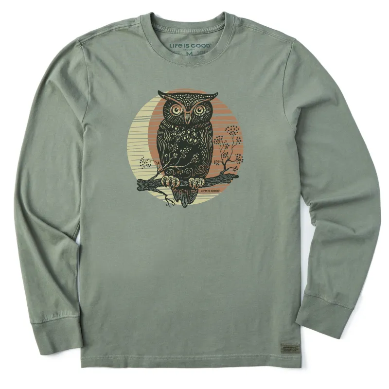 Men's Moon Owl Long Sleeve Crusher Tee sold by Life is Good