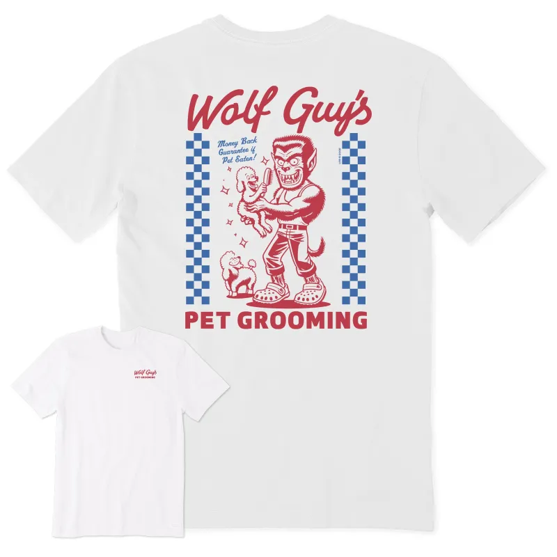 Men's Wolf Guy's Pet Grooming Short Sleeve Crusher Tee sold by Life is Good