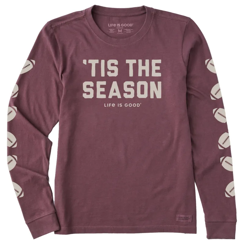 Women's 'Tis the Season Football Long Sleeve Crusher Tee sold by Life is Good