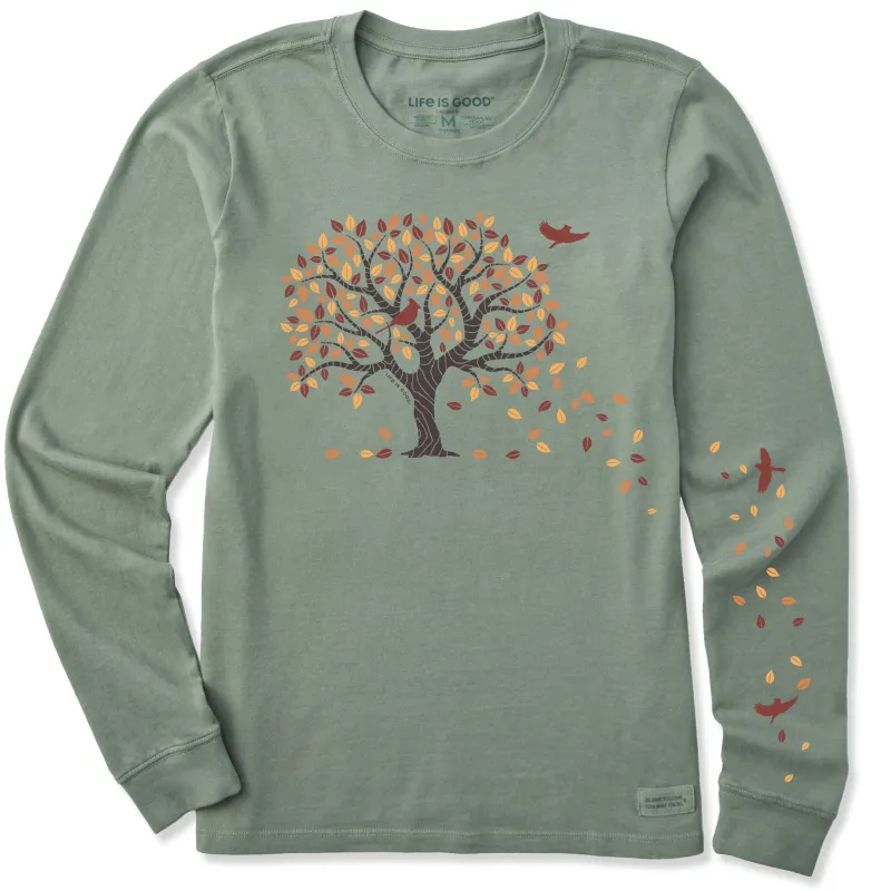 Women's Autumn Tree Leaves Long Sleeve Crusher Tee sold by Life is Good