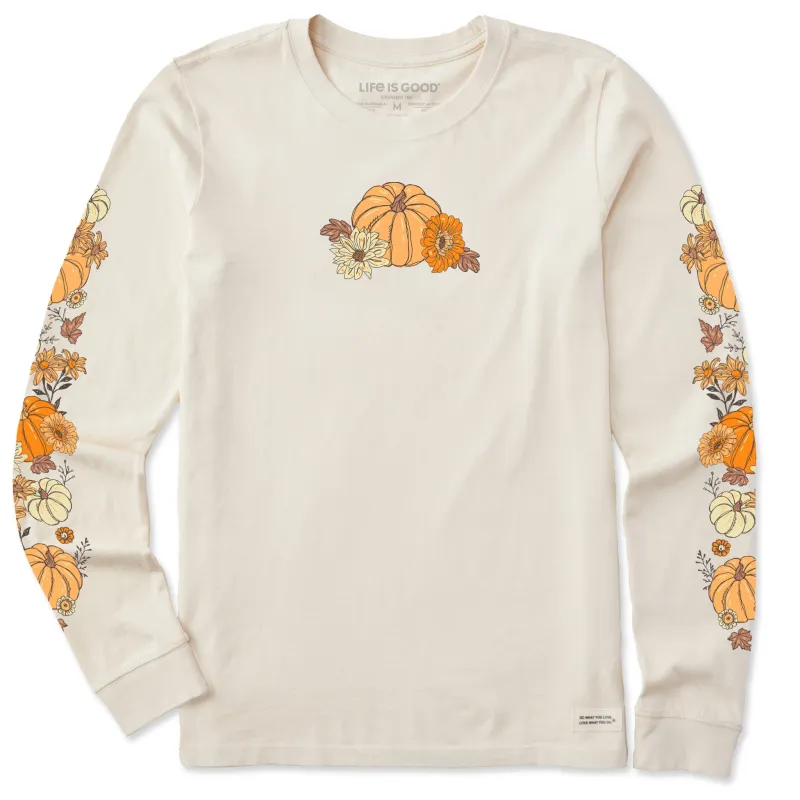 Women's Autumn Floral Pumpkins Long Sleeve Crusher Tee sold by Life is Good