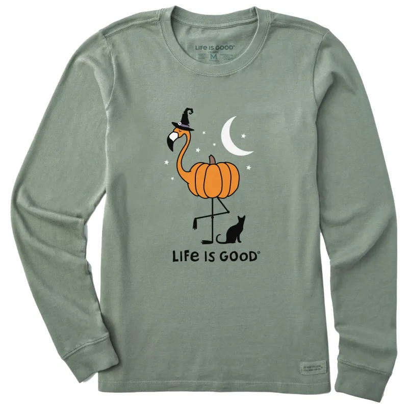 Women's Flamingo Pumpkin Long Sleeve Crusher Tee made by Life is Good