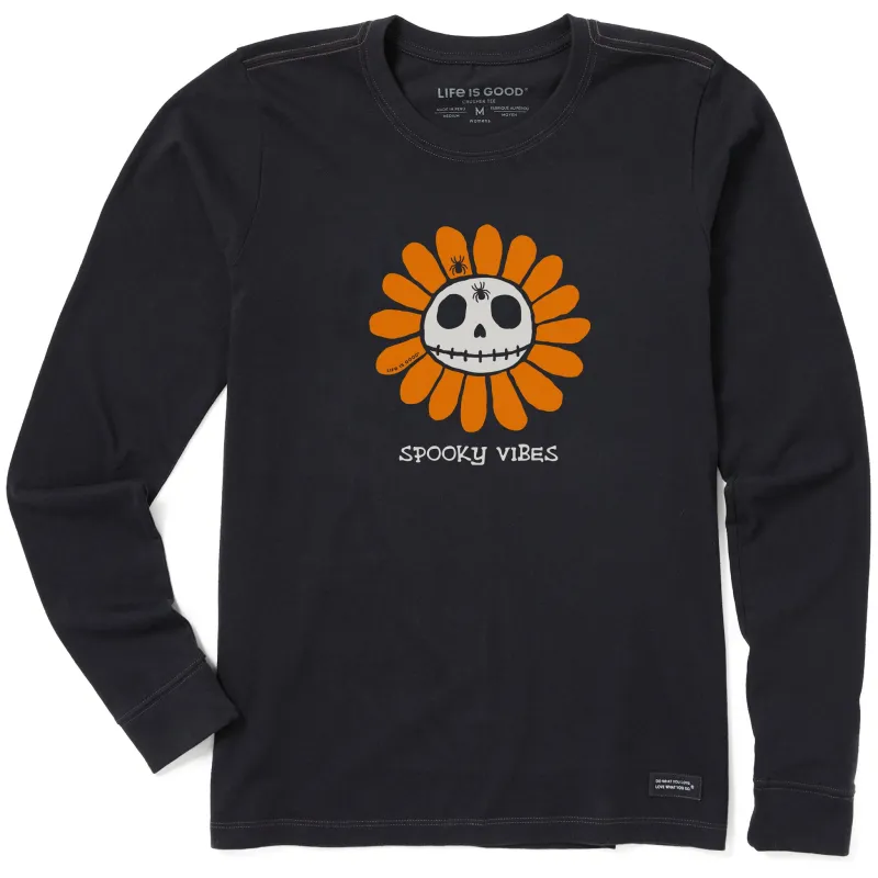 Women's Spooky Vibes Skelaflower Long Sleeve Crusher Tee made by Life is Good