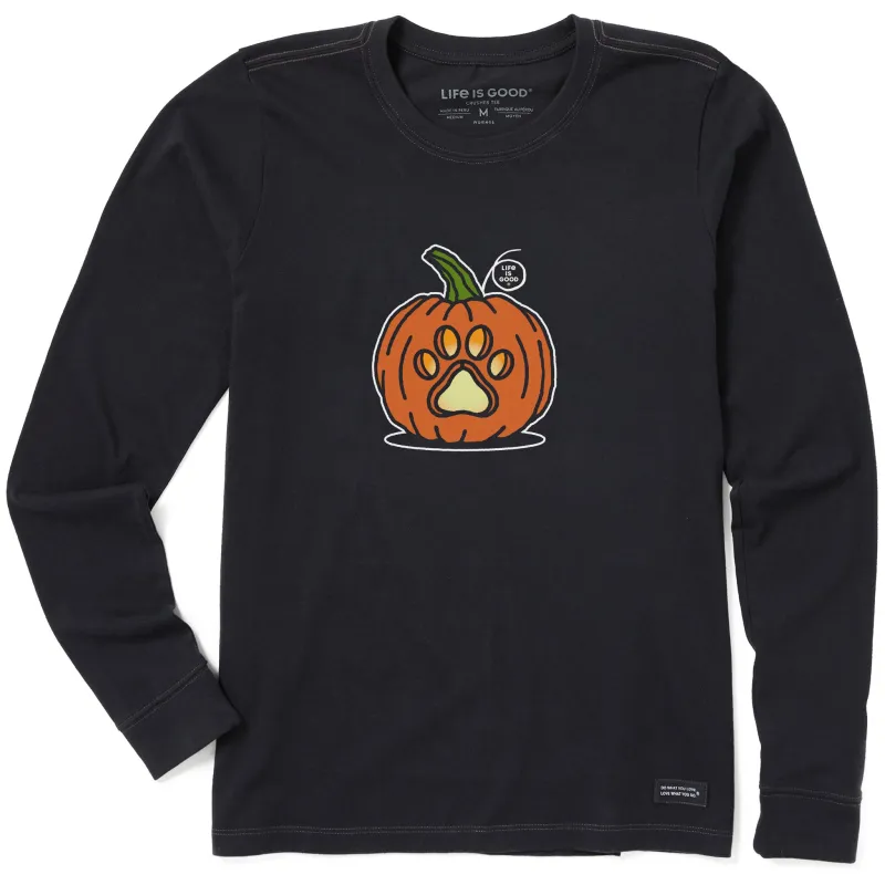 Women's Paw Pumpkin Long Sleeve Crusher Tee sold by Life is Good