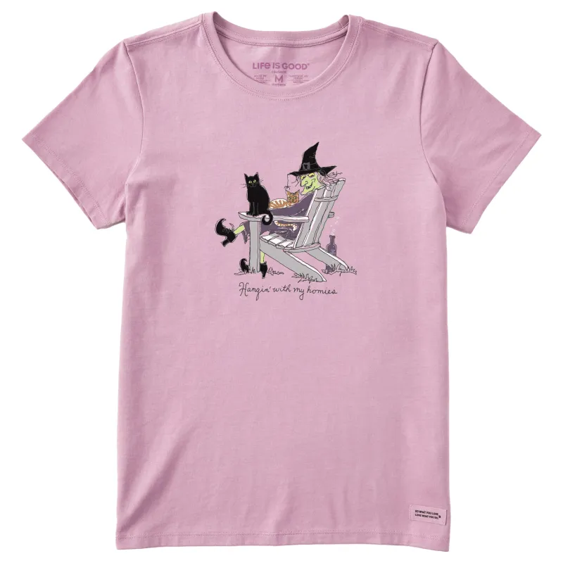 Women's Hangin' Homies Witch Short Sleeve Crusher Tee sold by Life is Good