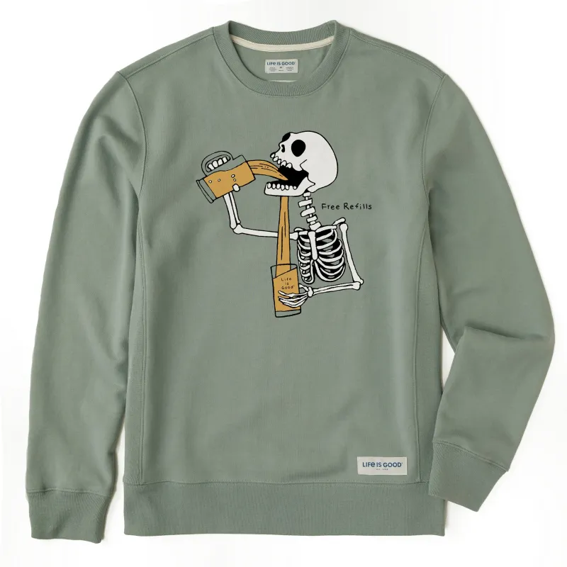 Men's Free Refills Skeleton Simply True Fleece Crew sold by Life is Good