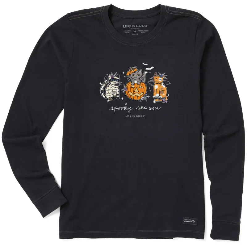 Women's Spooky Season Cats Long Sleeve Crusher Tee sold by Life is Good