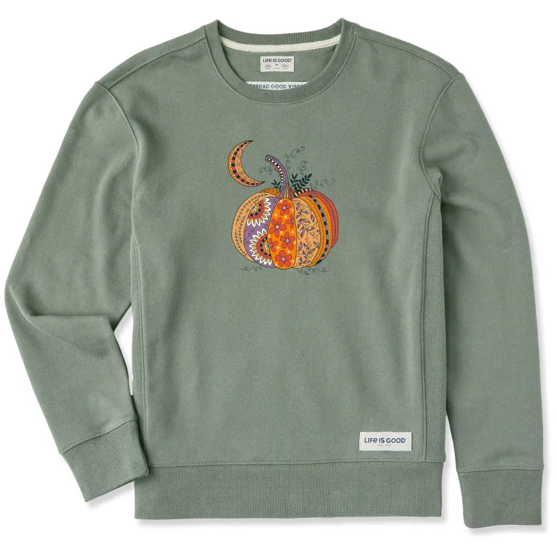 Women's Doodle Pumpkin Simply True Fleece Crew sold by Life is Good