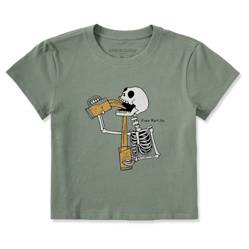 Women's Free Refills Skeleton Crusher-LITE Shrunken Tee sold by Life is Good