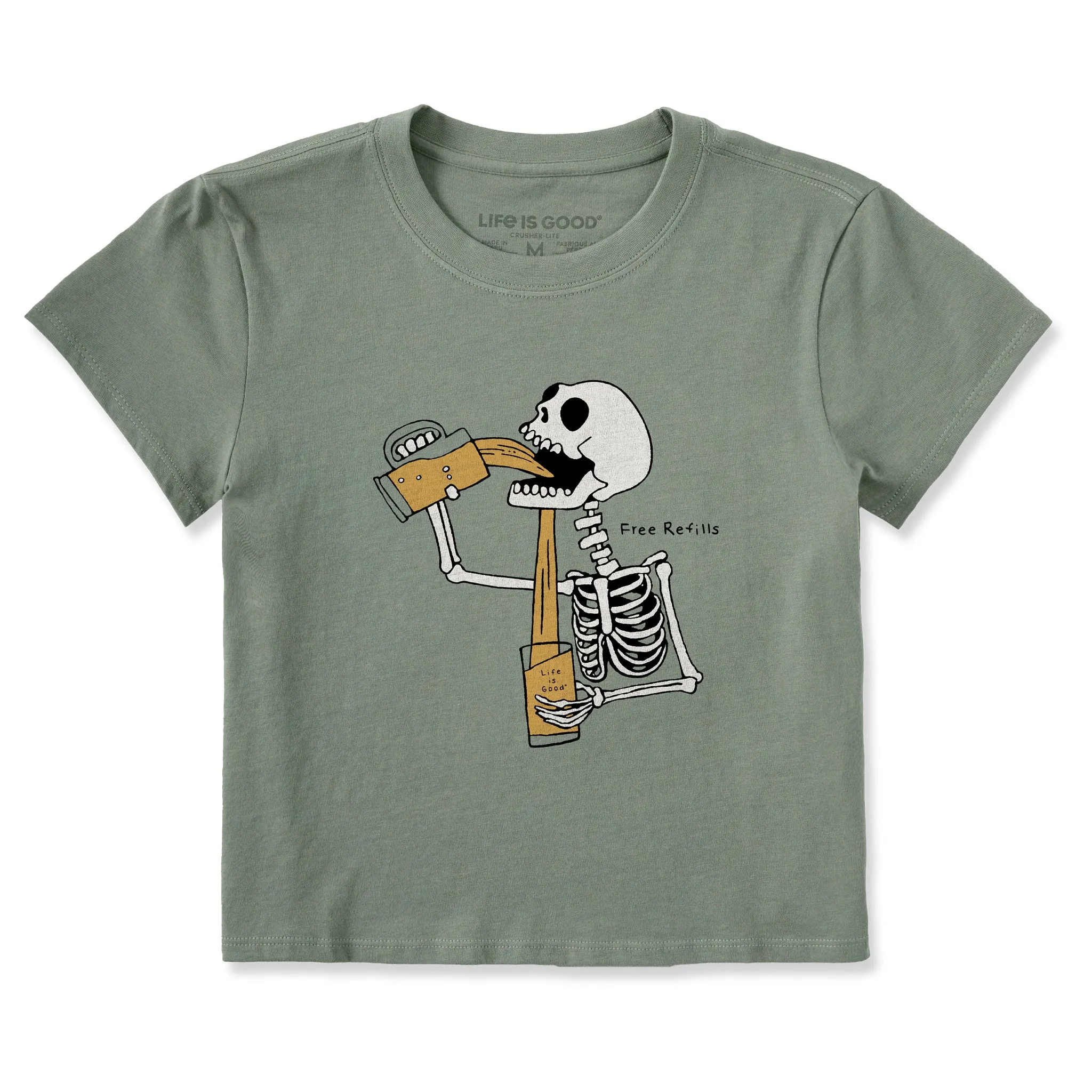Women's Free Refills Skeleton Crusher-LITE Shrunken Tee sold by Life is Good