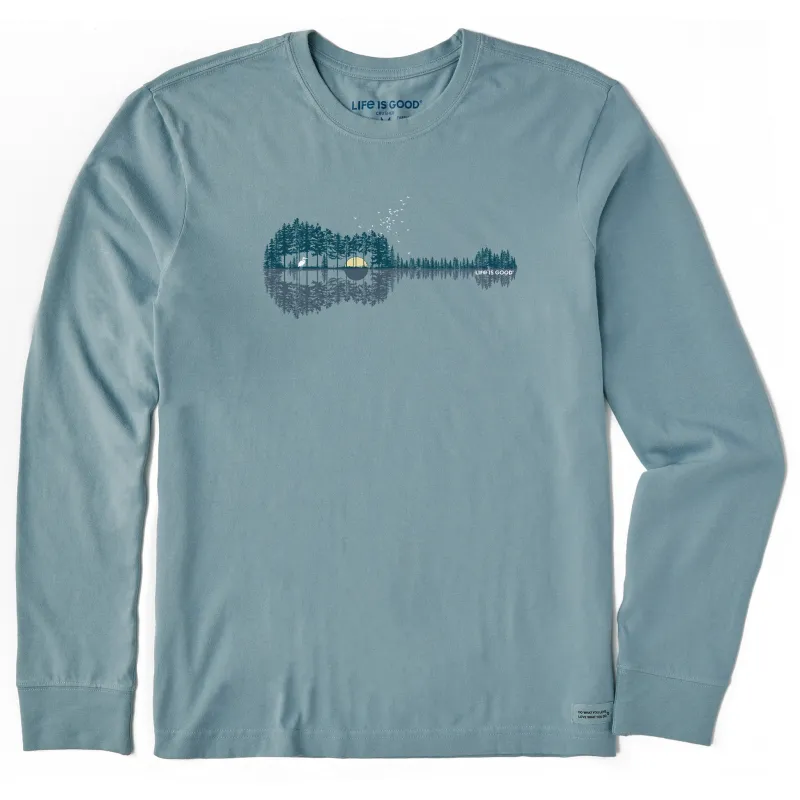 Men's Pine Guitarscape Long Sleeve Crusher Tee sold by Life is Good