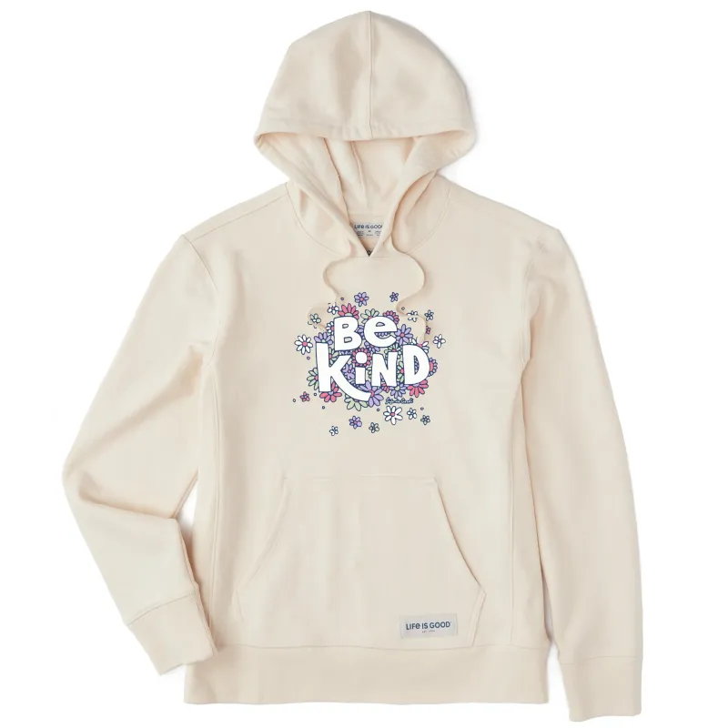 Women's Be Kind Flower Lines Simply True Fleece Hoodie sold by Life is Good