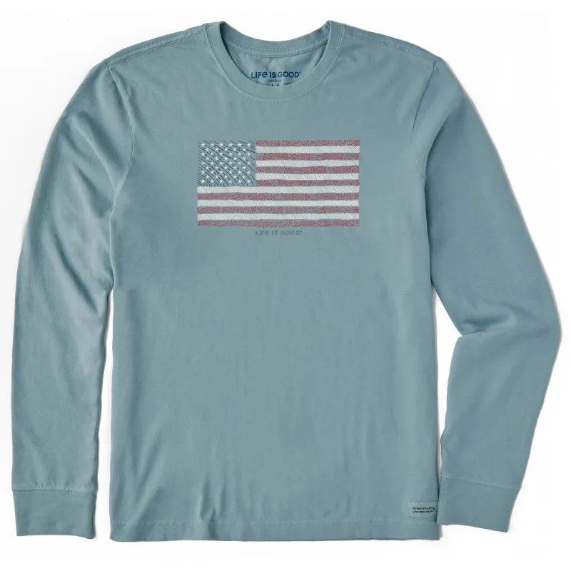 Men's Yankee Doodle Flag Long Sleeve Crusher Tee sold by Life is Good
