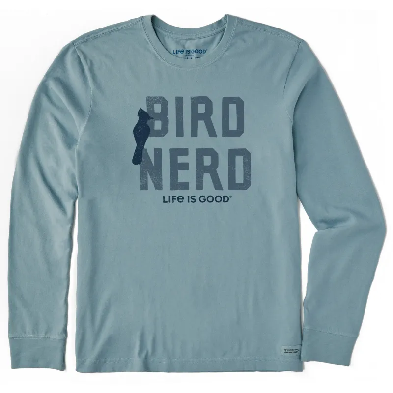 Men's Bird Nerd Long Sleeve Crusher Tee sold by Life is Good