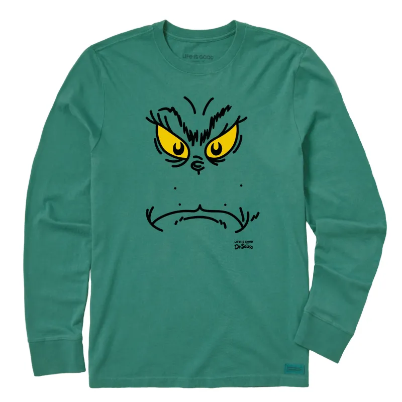 Men's Grinchy Face Long Sleeve Crusher Tee sold by Life is Good