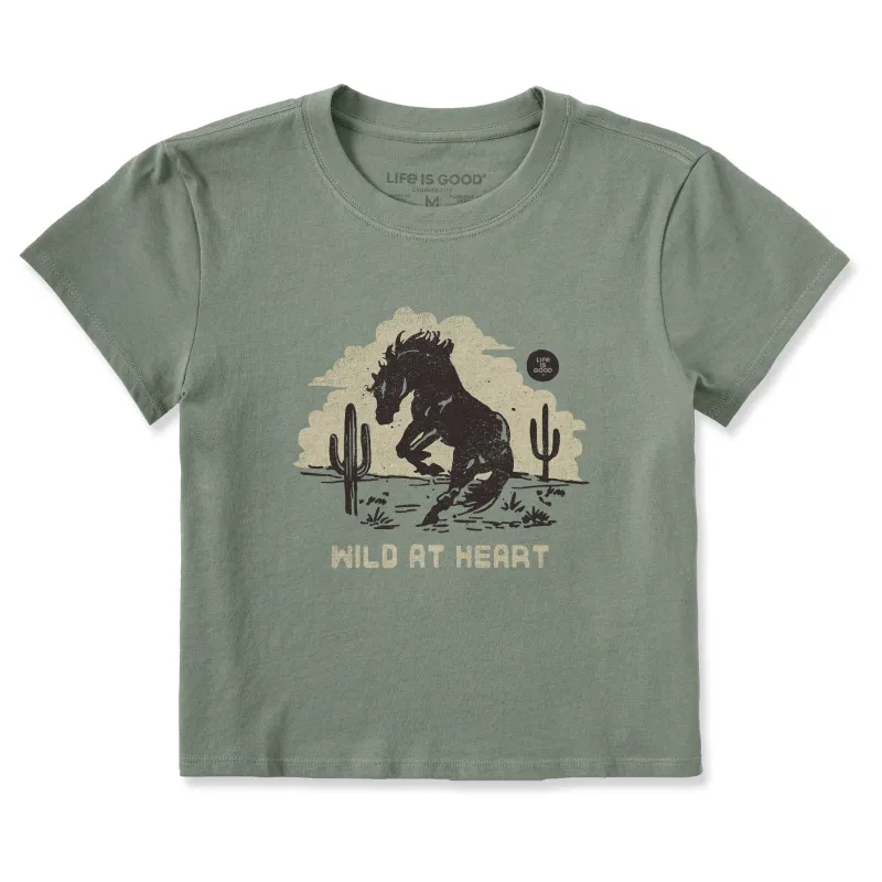 Women's Wild at Heart Mustang Crusher-LITE Shrunken Tee sold by Life is Good