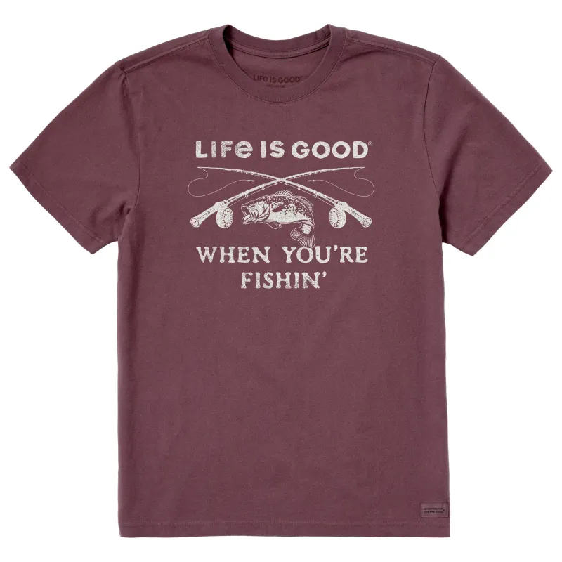 Men's Life is Good When You're Fishin' Short Sleeve Crusher Tee sold by Life is Good