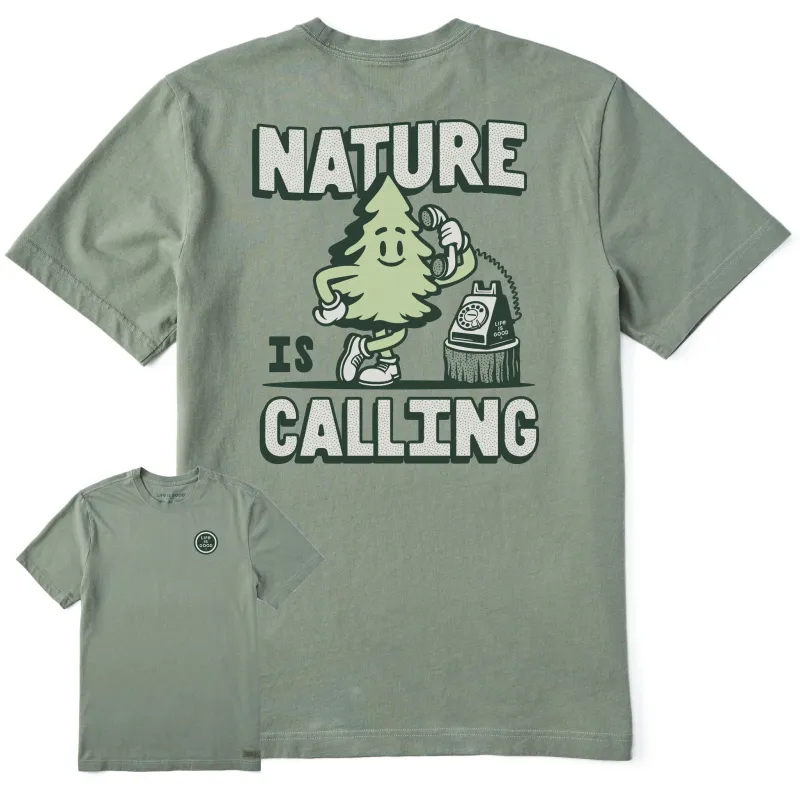 Men's Nature is Calling on the Phone Short Sleeve Tee sold by Life is Good