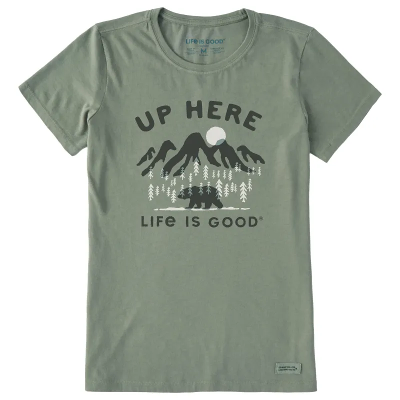 Women's Up Here Life is Good Short Sleeve Crusher Tee sold by Life is Good