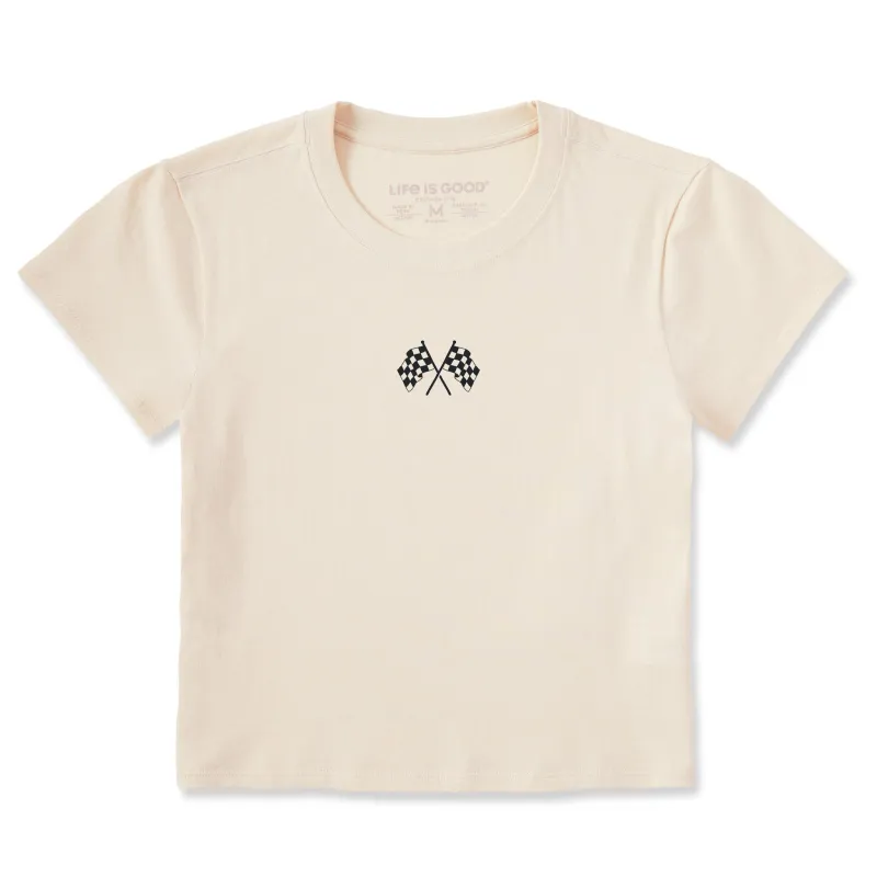Women's Racing Flags Crusher-LITE Shrunken Tee sold by Life is Good