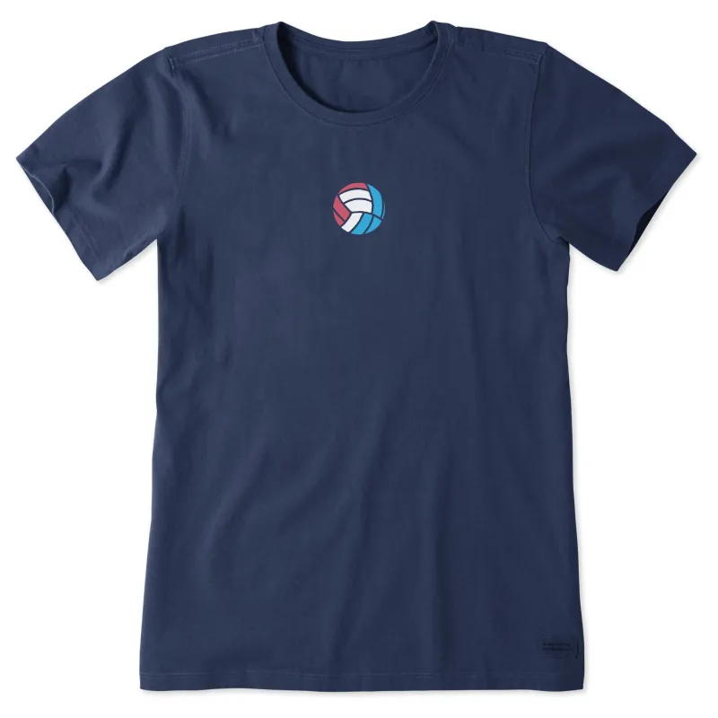 Women's Red White & Blue Volleyball Short Sleeve Crusher-LITE Tee sold by Life is Good