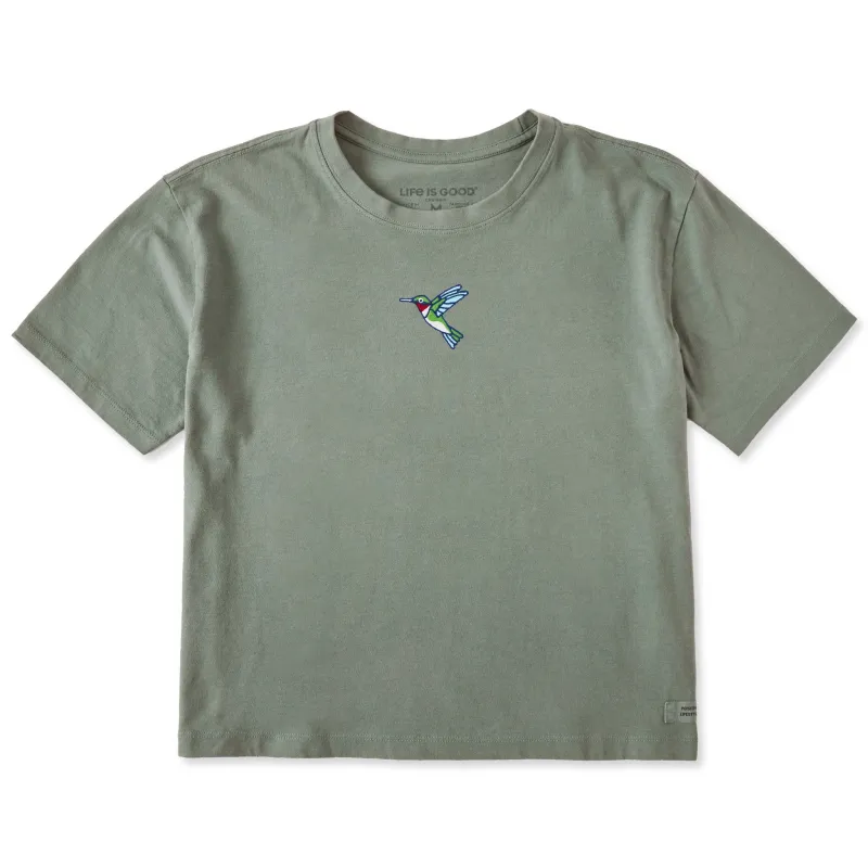 Women's Embroidered Hummingbird Short Sleeve Crusher Boxy Tee sold by Life is Good