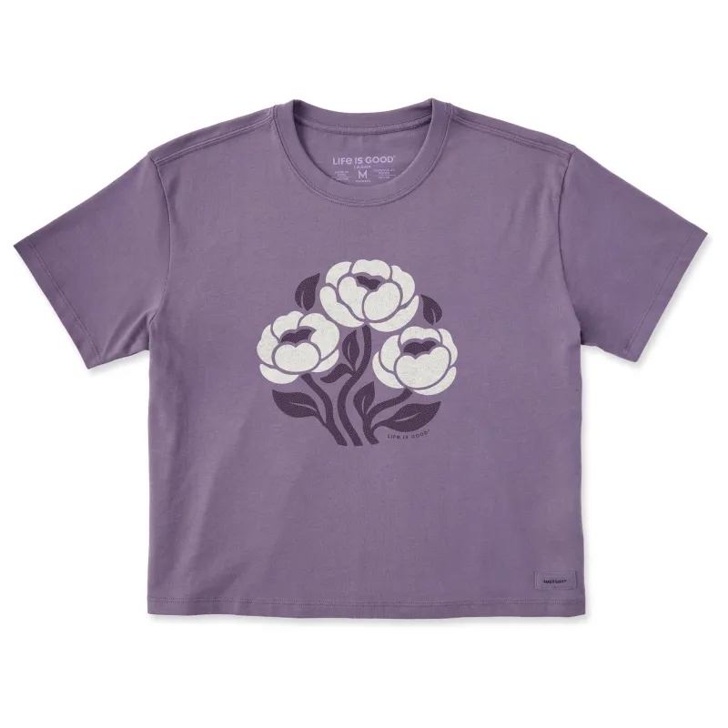 Women's Three Flower Circle Short Sleeve Crusher Boxy Tee sold by Life is Good