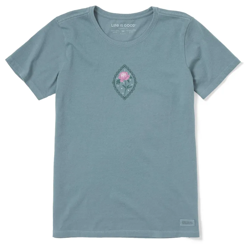 Women's Peony Frame Short Sleeve Crusher Tee sold by Life is Good