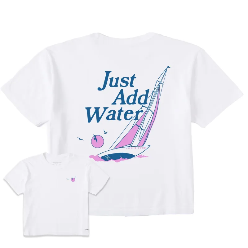 Women's Just Add Water Sunset Sail Short Sleeve Crusher Boxy Tee sold by Life is Good