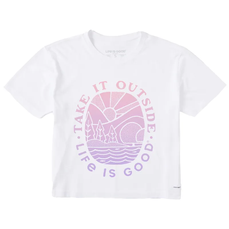 Women's Take it Outside Scenic Short Sleeve Crusher Boxy Tee sold by Life is Good