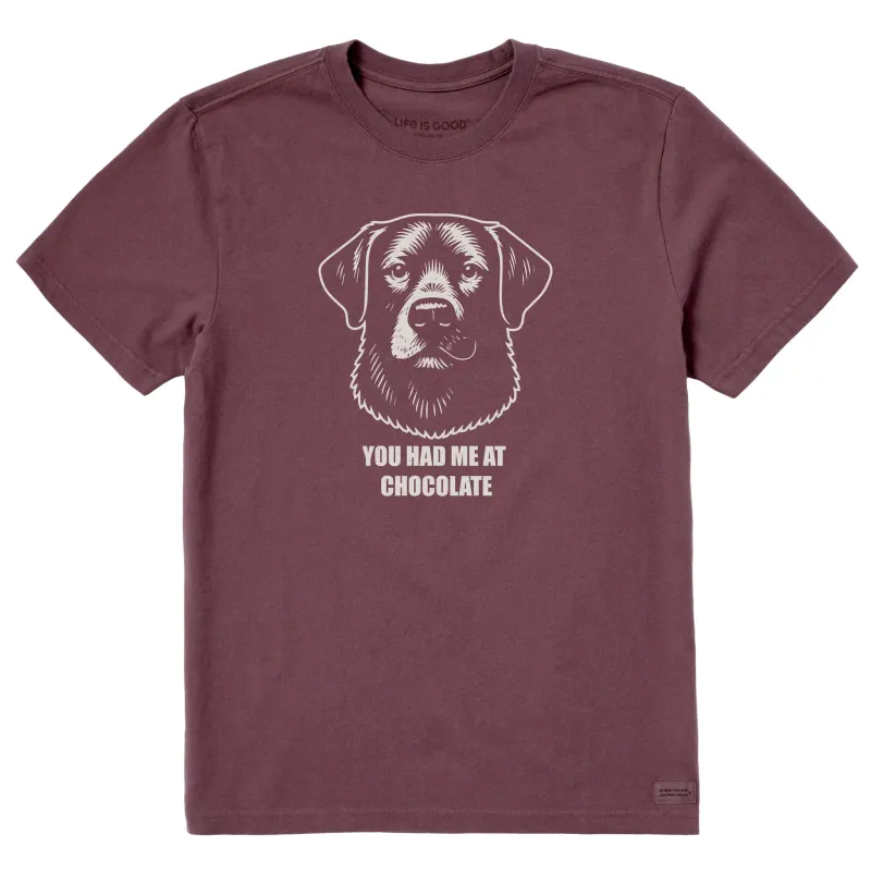 Men's Bert's You Had Me at Chocolate Lab Short Sleeve Crusher Tee sold by Life is Good