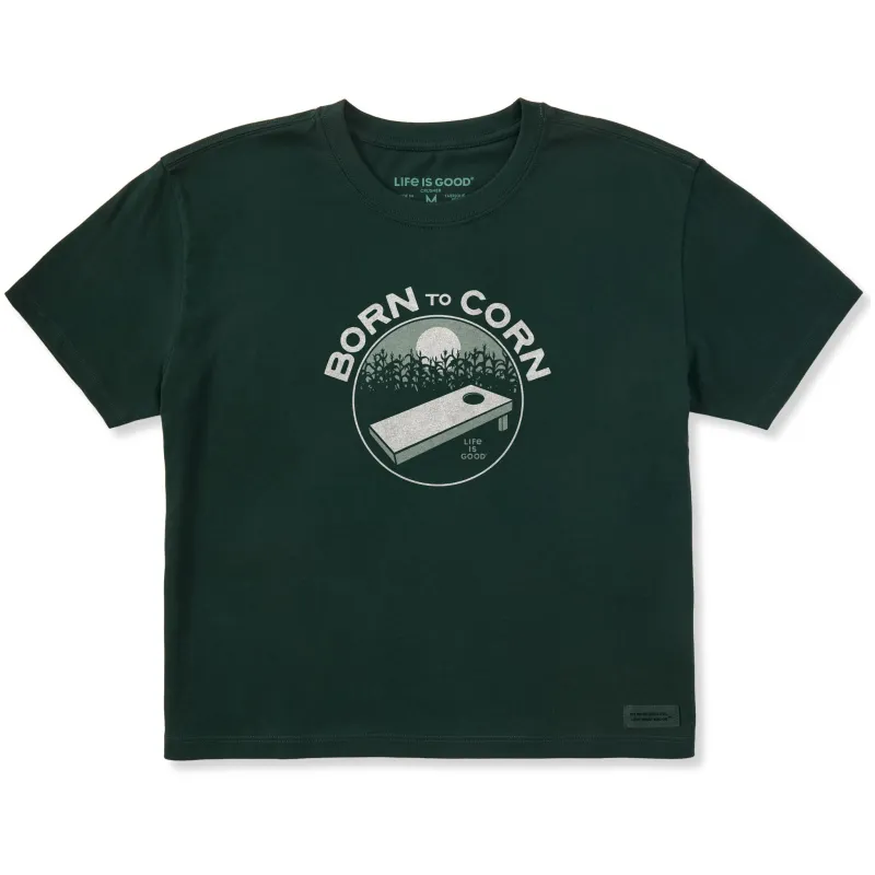 Women's Born to Corn Short Sleeve Crusher Boxy Tee sold by Life is Good