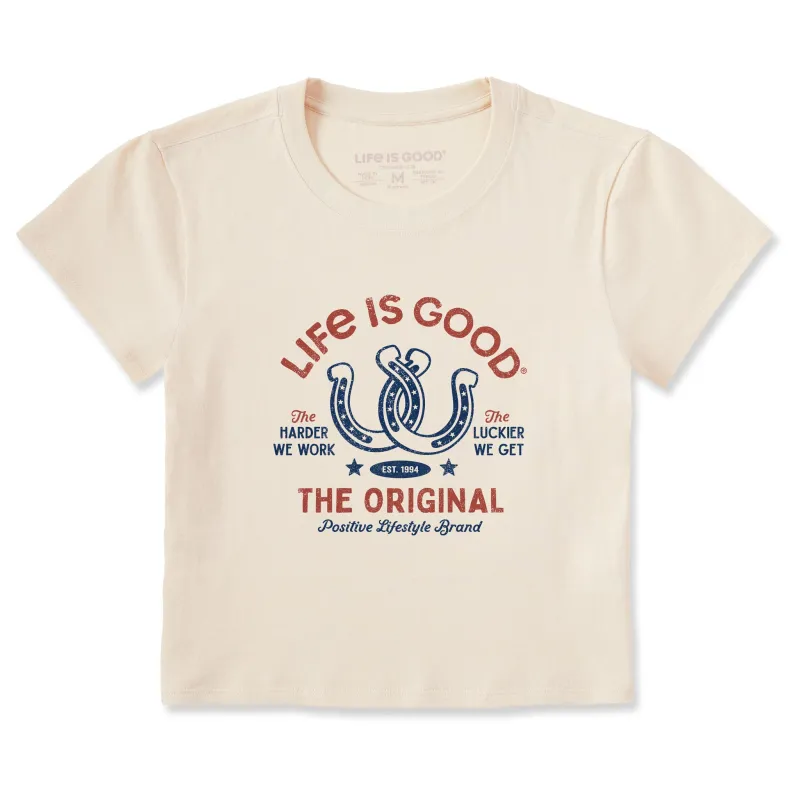 Women's Lucky Horseshoes Crusher-LITE Shrunken Tee sold by Life is Good