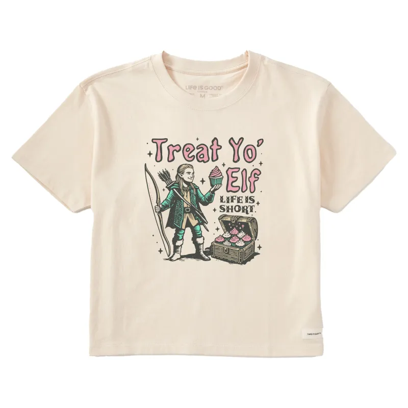 Women's Treat Yo Elf Short Sleeve Crusher Boxy Tee sold by Life is Good