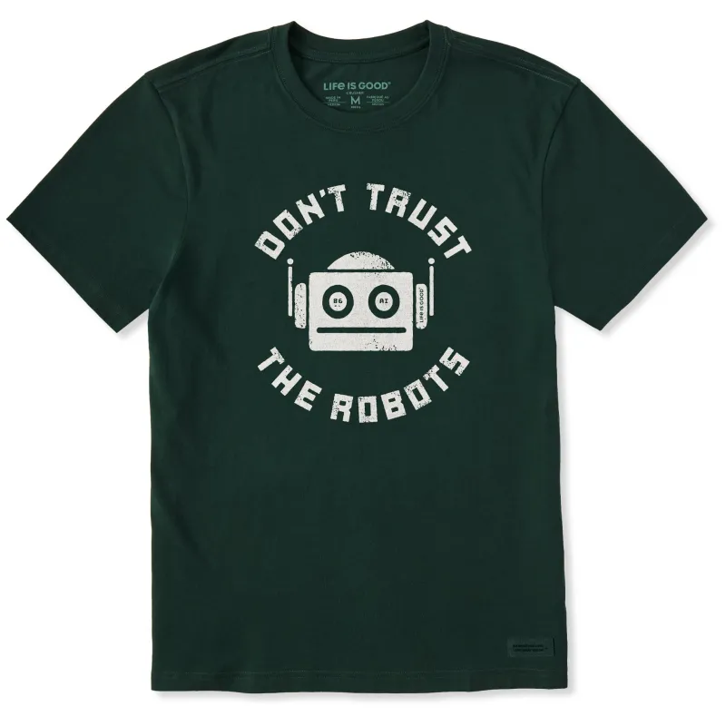 Men's Don't Trust the Robots Short Sleeve Crusher Tee sold by Life is Good