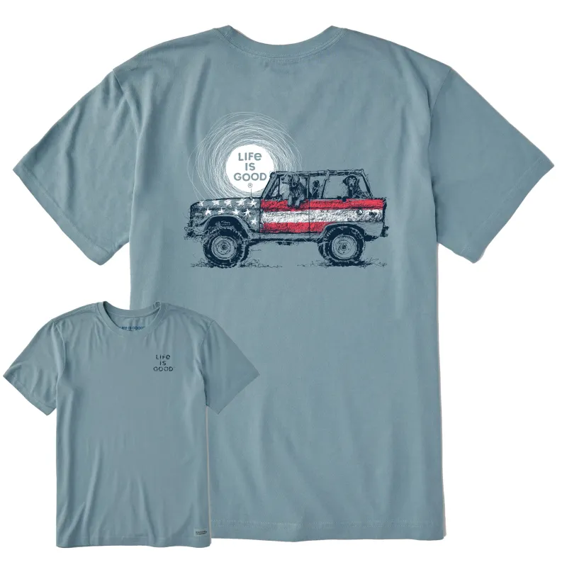 Men's Scribble Flag Off Road Short Sleeve Tee sold by Life is Good
