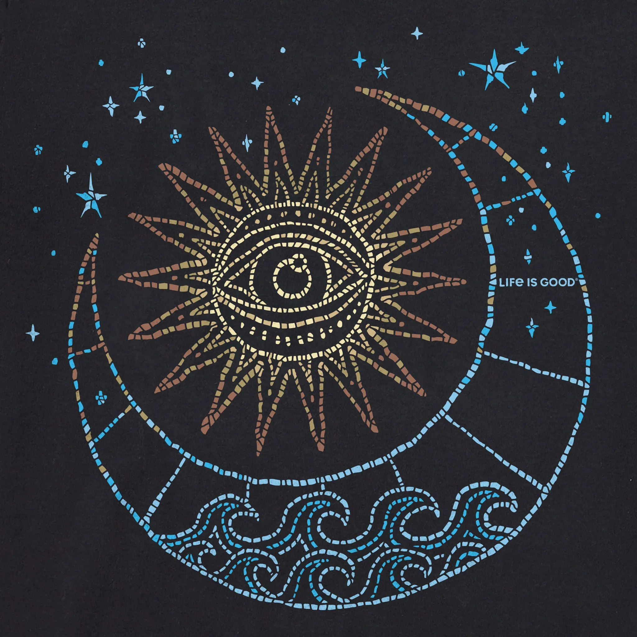 Women's Moon Sun Mosaic Short Sleeve Crusher Boxy Tee sold by Life is Good product image thumbnail 2