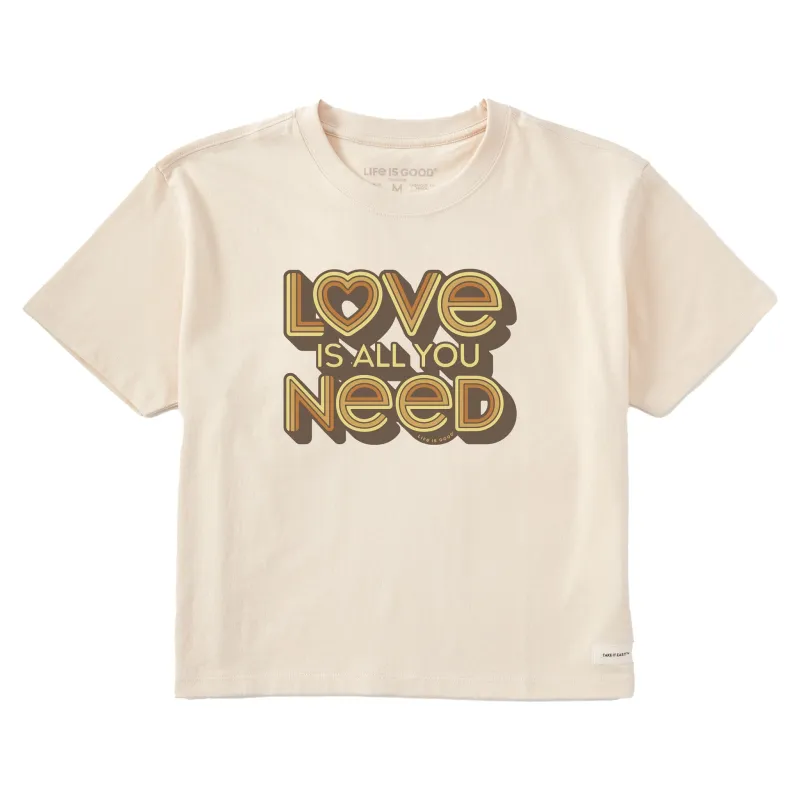 Women's Love is All You Need Short Sleeve Crusher Boxy Tee sold by Life is Good