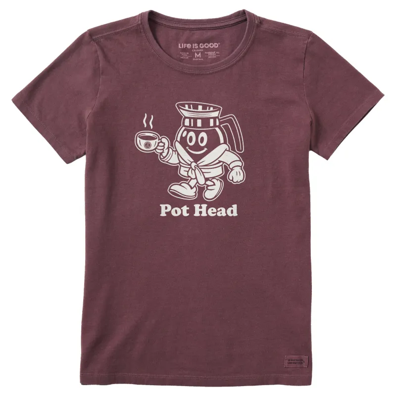 Women's Pot Head Mascot Short Sleeve Crusher Tee sold by Life is Good