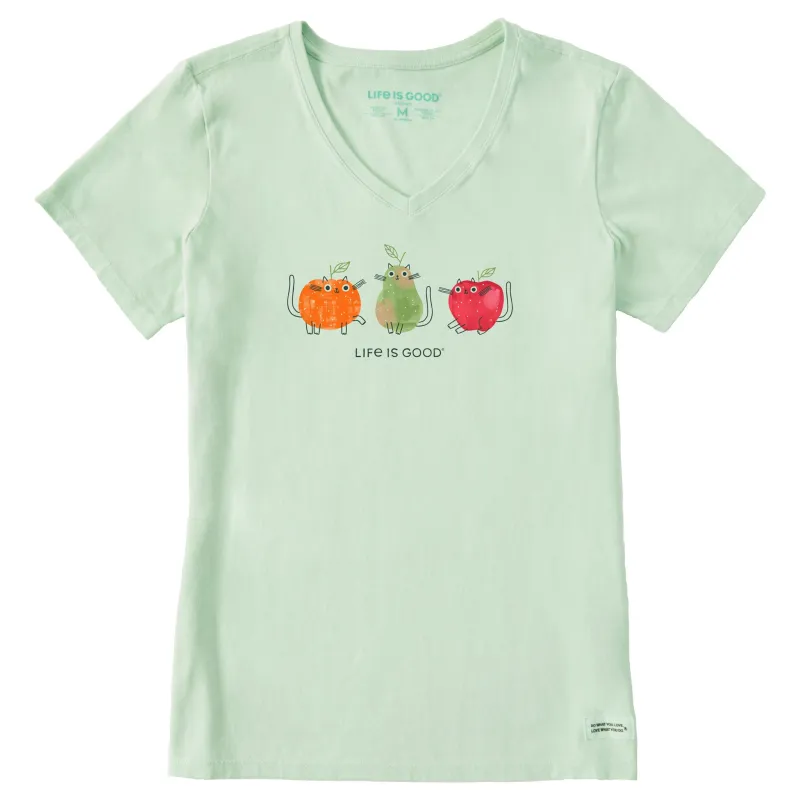 Women's Fruit Cats Short Sleeve Crusher Vee sold by Life is Good