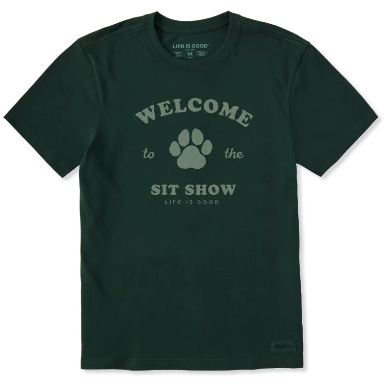Men's Welcome to the Sit Show Paw Short Sleeve Crusher Tee sold by Life is Good