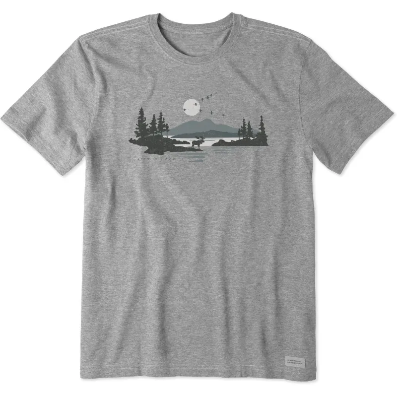 Men's Moose in the Outdoors Short Sleeve Tee sold by Life is Good