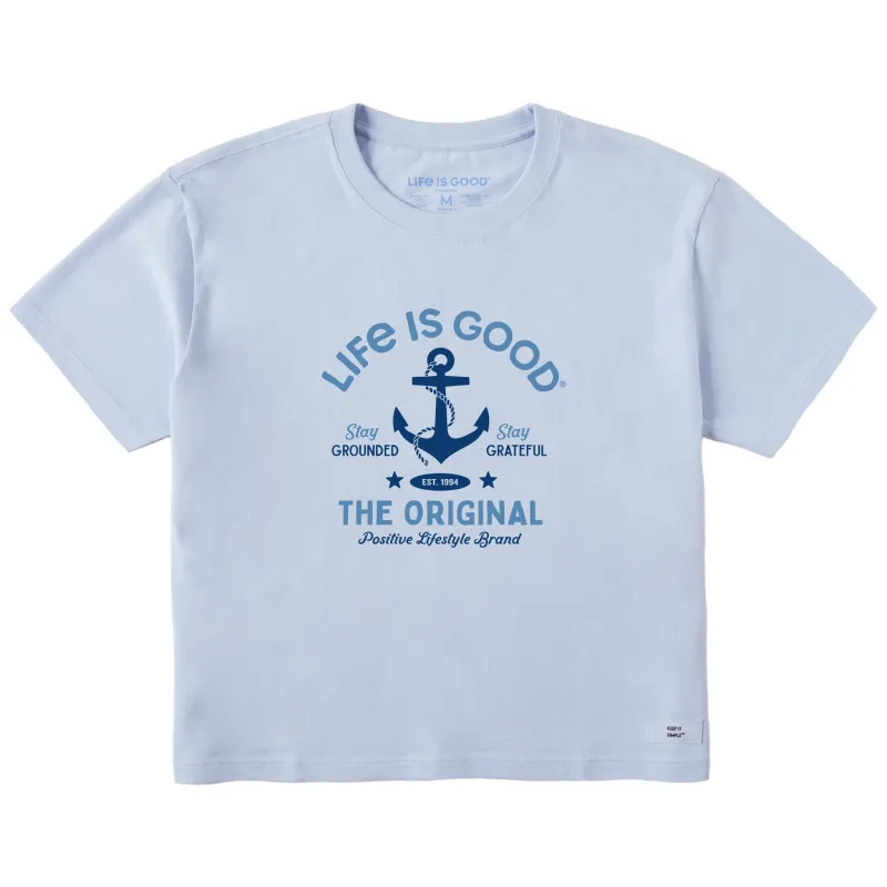 Women's Stay Grounded Anchor Short Sleeve Crusher Boxy Tee sold by Life is Good