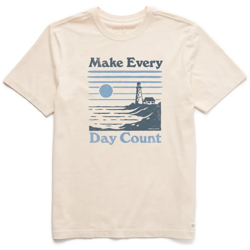 Men's Make Every Day Count Lighthouse Short Sleeve Crusher Tee sold by Life is Good