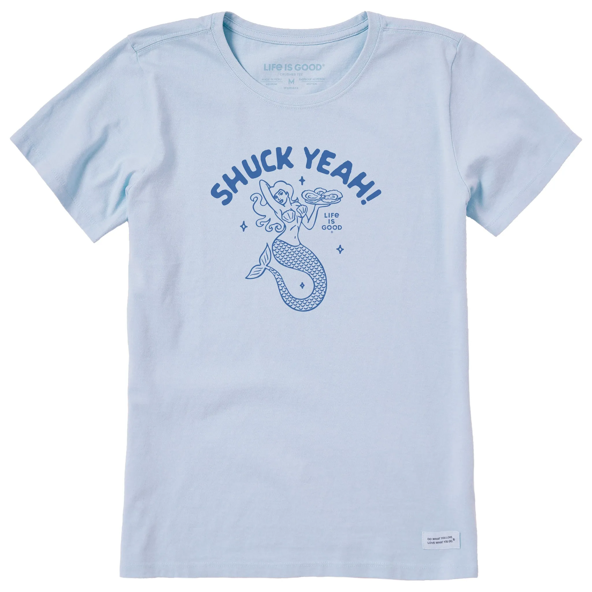 Women's Shuck Yeah! Mermaid Short Sleeve Crusher Tee sold by Life is Good